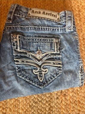 Rock Revival Indigo Ankle Skinny Jeans with Orange Stitching